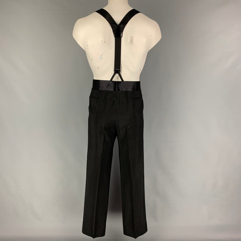 BRIONI for COURTOUE Size 46 Black Wool Mohair Peak Lapel Tuxedo Suit