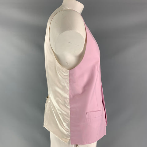 DOLCE & GABBANA Size 44 Solid Wool Buttoned Pink Vest