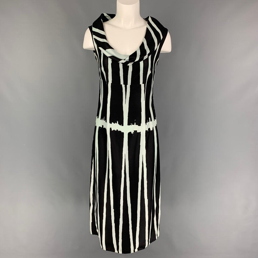 MIU MIU Vestido sin mangas de seda azul claro negro talla 4