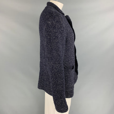 KAPITAL Size M Navy & Grey Knitted Wool / Linen Buttoned Jacket