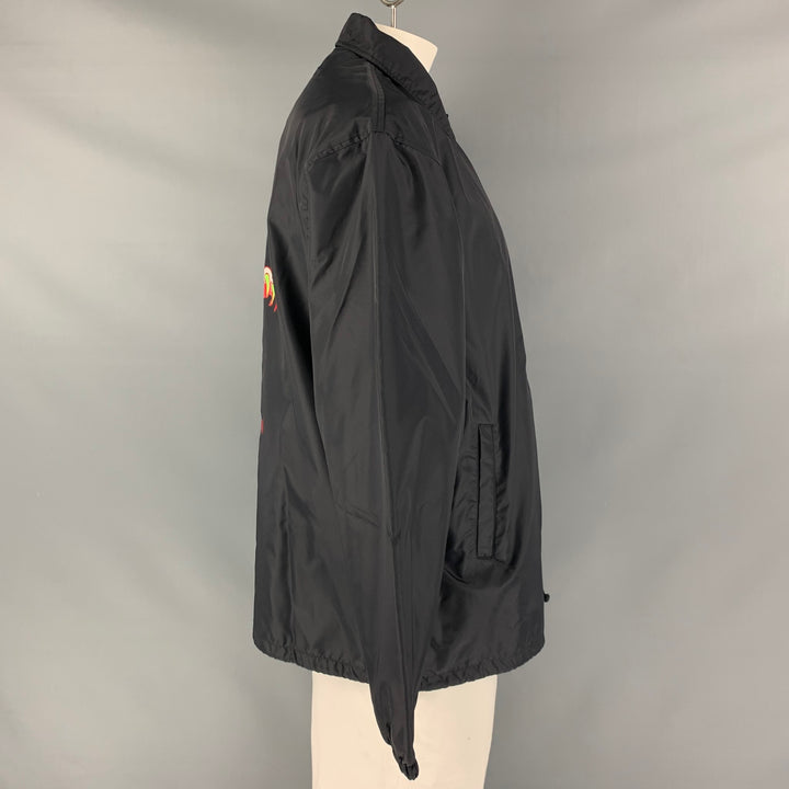 UNDERCOVER  Size L Black Multi-Color Cartoon Polyester Snaps Coat