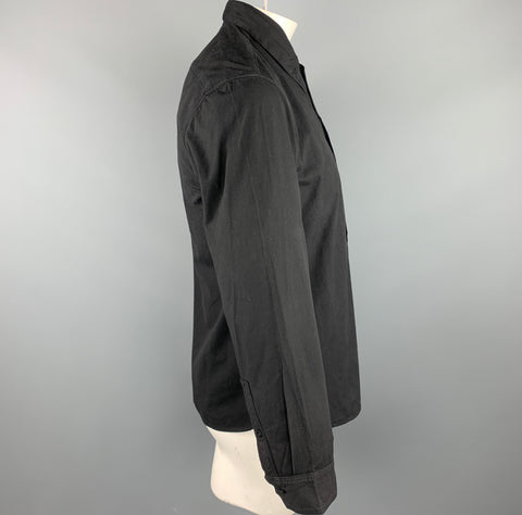 THE LOST EXPLORER Size L Black Cotton Hidden Buttons Long Sleeve Shirt