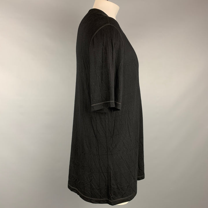 GIORGIO ARMANI Size XXL Black Rhombus Viscose Blend Crew-Neck T-shirt