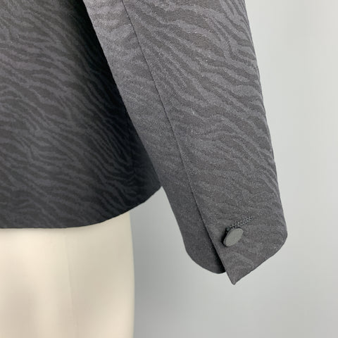 J. LINDEBERG Size 34 Black Jacquard Cotton / Wool Shawl Collar Single Button Sport Coat