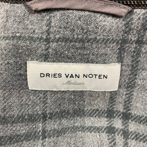 DRIES VAN NOTEN Size M Brown Grey Plaid Polyester Bomber Jacket