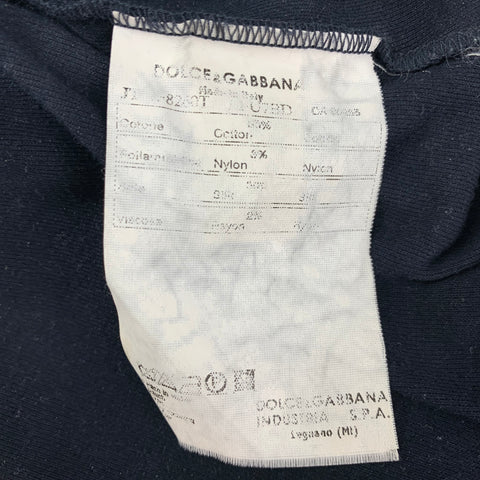 DOLCE & GABBANA Size 4 Navy Cotton Blend Short Sleeve Casual Top