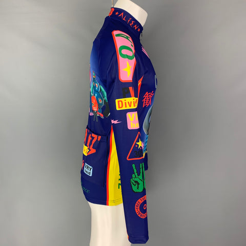 WALTER VAN BEIRENDONCK SS20 Size M Multi-Color Graphic Nylon Jersey Bike Top