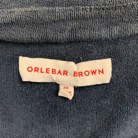ORLEBAR BROWN Size XXL Navy Blue Textured Terry Camp Short Sleeve Shirt