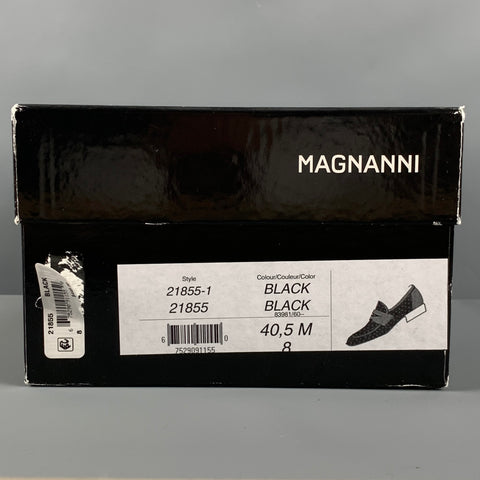 MAGNANNI Size 9 Black Polka Dot Velvet Slip On Loafers