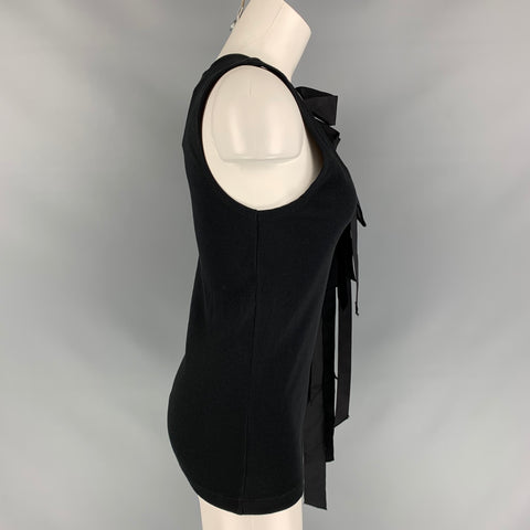 DRIES VAN NOTEN x CHRISTIAN LACROIX SS 20 Size L Black Ribbed Cotton Bow Tank Top
