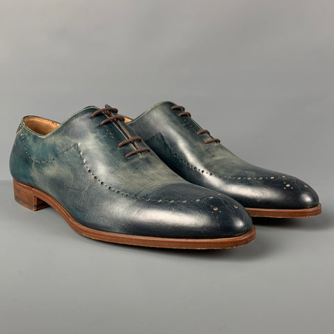 FRATELLI ROSSETTI Size 9.5 Green Antique Leather Lace Up Shoes