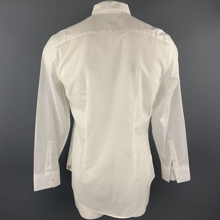 PAUL SMITH Size XL White Floral Embroidered Cotton Button Up Shirt