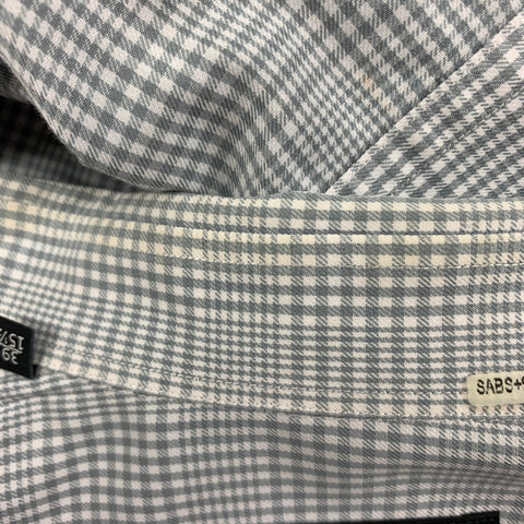 GUCCI Size S Grey White Plaid Cotton Button Up Long Sleeve Shirt