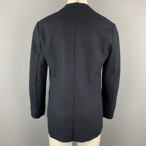 EMPORIO ARMANI Size 36 Navy Wool Bland Felt Notch Lapel Sport Coat