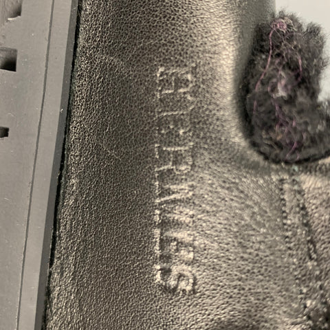 HERMES Size 9 Black Leather Sandals