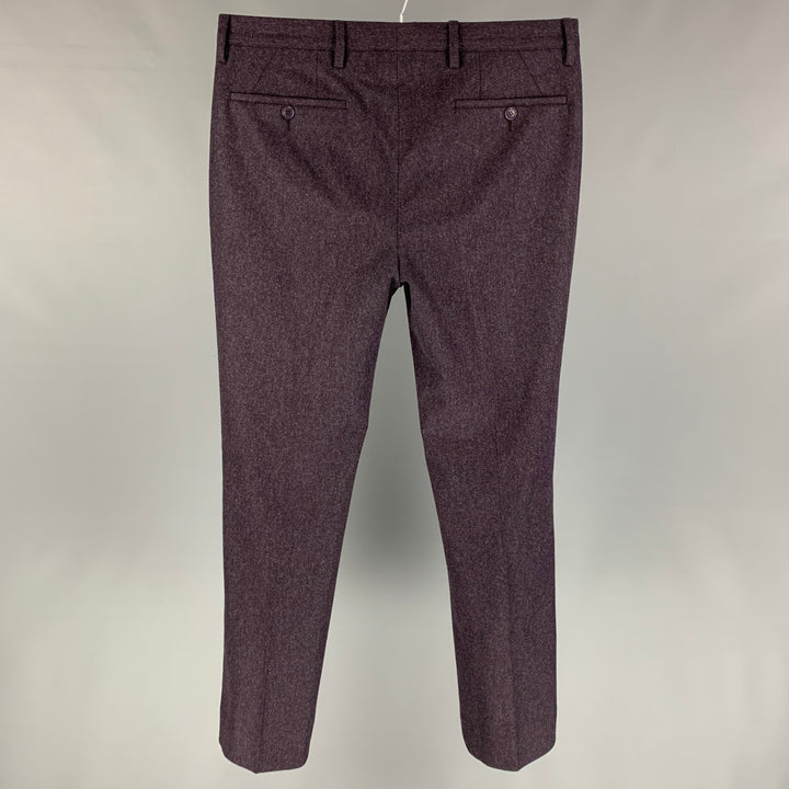 CALVIN KLEIN Size 32 Purple Wool Zip Fly Dress Pants