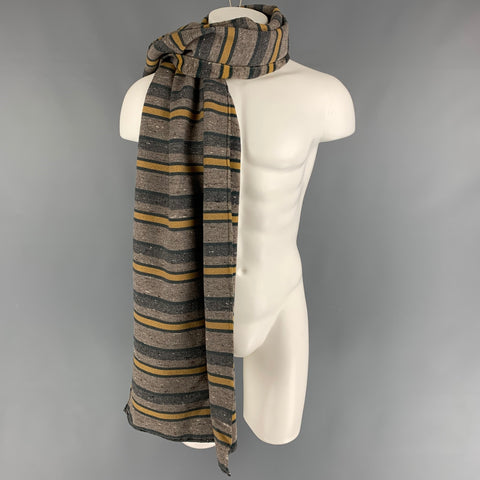 THE HILL-SIDE Taupe Yellow Stripe Scarf