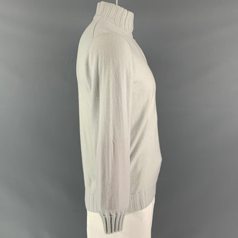 FIORONI Size XL Off White Cashmere Duvet Half Zip Pullover