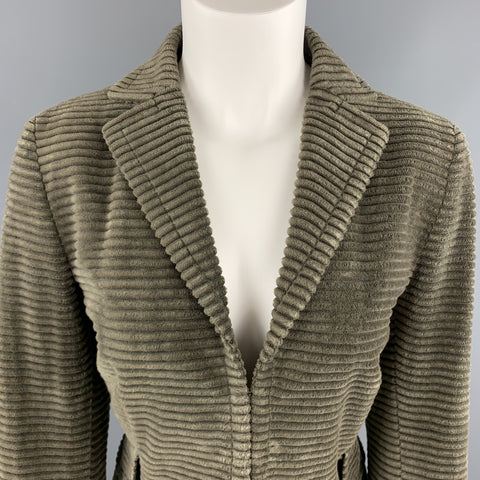 AKRIS Size 10 Taupe Corduroy Jacket Hook Eye Blazer