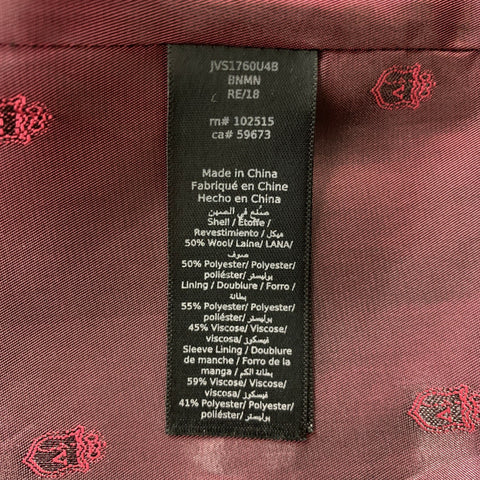 JOHN VARVATOS * U.S.A.Size 42 Black Camouflage Wool &  Polyester Peak Lapel Sport Coat