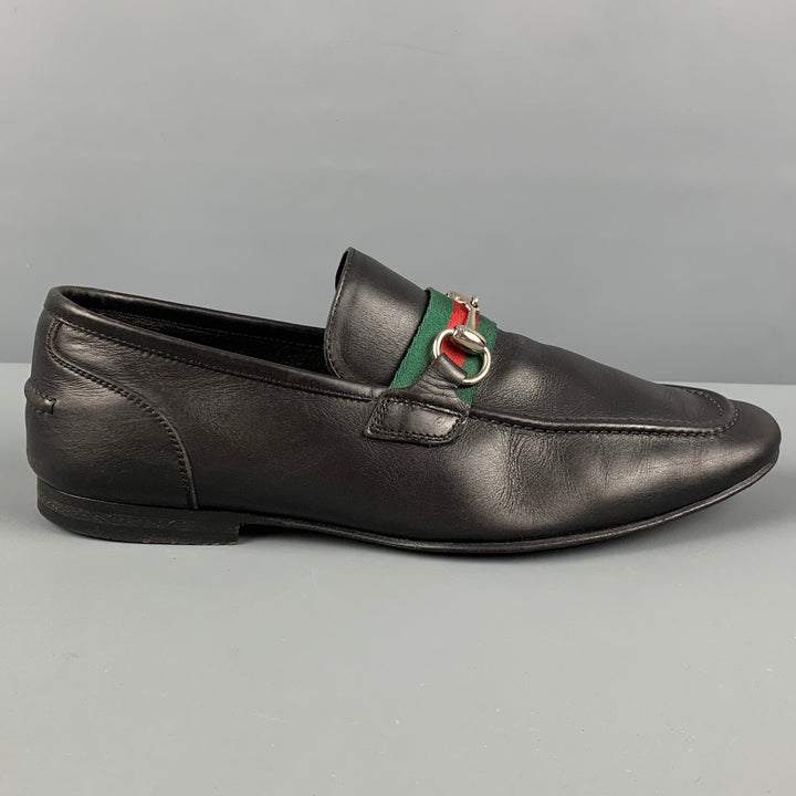 GUCCI Size 8.5 Black Leather Horsebit Loafers