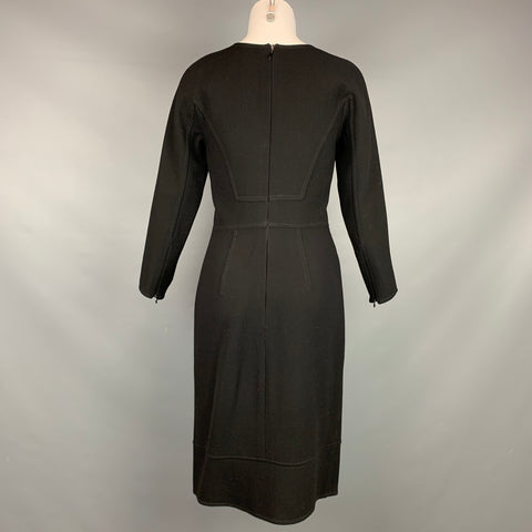 OSCAR DE LA RENTA Size 4 Black Crepe Wool Cocktail Dress
