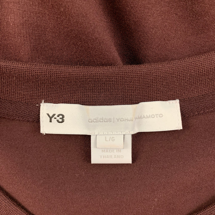 Y-3 Size L Brown Black Logo Cotton T-shirt