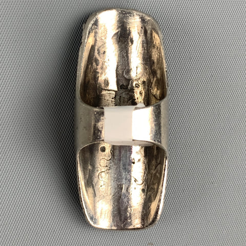 ASH+AMES Silver Tone Marcasite Rectangle Ring