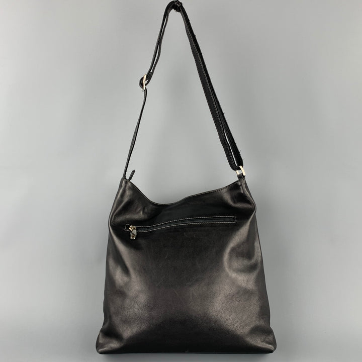 LOPEZ MORENO Black Contrast Stitch Leather Shoulder Bag