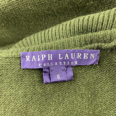 RALPH LAUREN COLLECTION Size S Olive Knitted Cashmere Sleeveless Turtleneck Pullover