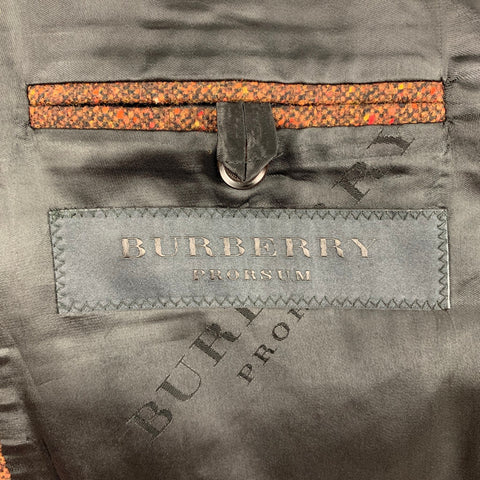 BURBERRY PRORSUM Size 44 Brown & Orange Heather Wool Blend Notch Lapel Suit