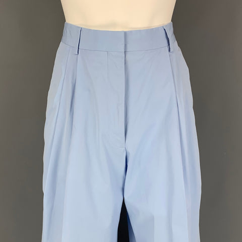 DRIES VAN NOTEN Size 4 Blue Cotton Pleated Cuffed Wide Leg Casual Pants
