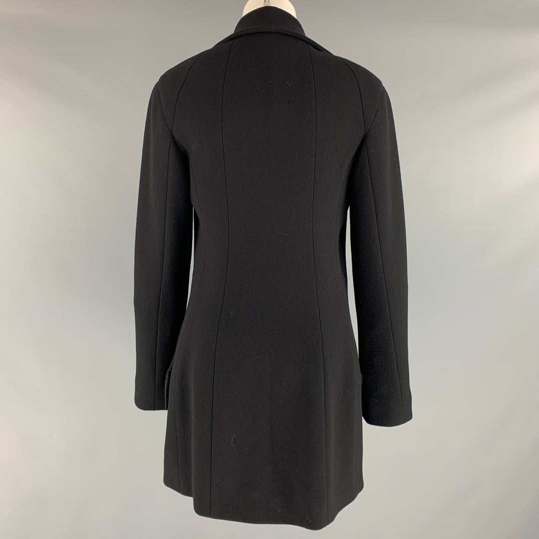 BALENCIAGA Size 8 Black Wool Single Breasted Coat