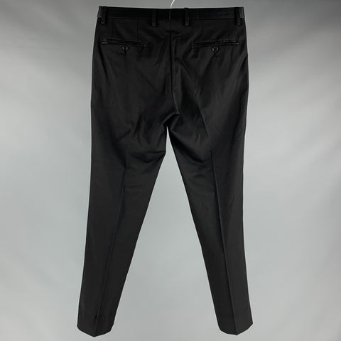 DOLCE & GABBANA Size 28 Black Wool Blend Tuxedo Dress Pants
