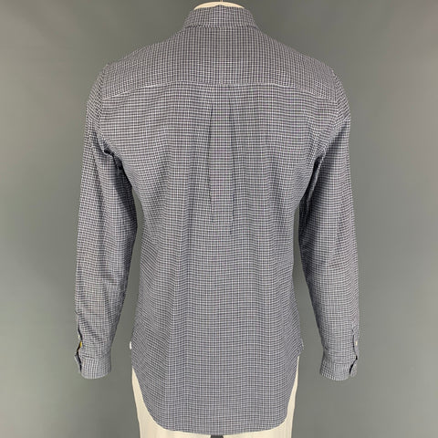 LOUIS VUITTON Size XL White Navy Plaid Cotton Button Up Long Sleeve Shirt