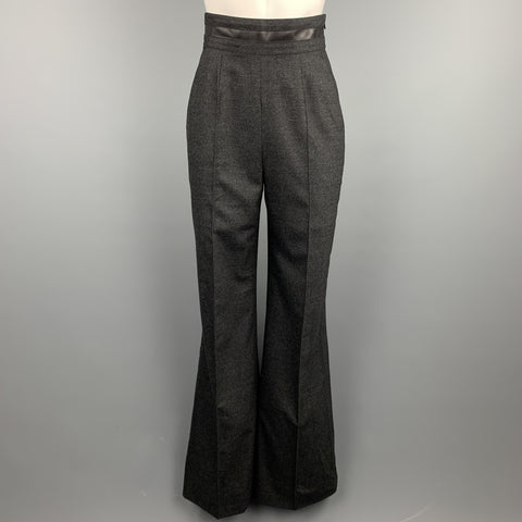 WES GORDON Size 2 Charcoal Heather Wool Blend Wide Leg Dress Pants