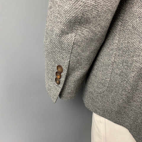 ERMENEGILDO ZEGNA Size 48 Regular Grey Heather Wool / Cashmere Notch Lapel Sport Coat