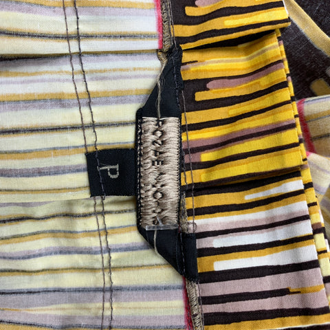 ROZAE NICHOLS Size L Yellow Brown Cotton Stripe Skirt