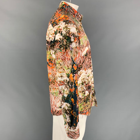 CARVEN Taille L Chemise à manches longues boutonnée en coton imprimé multicolore
