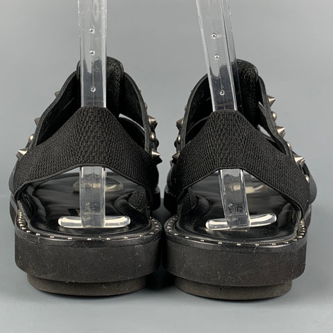 DOLCE & GABBANA Size 10 Black Studded Leather Sandals