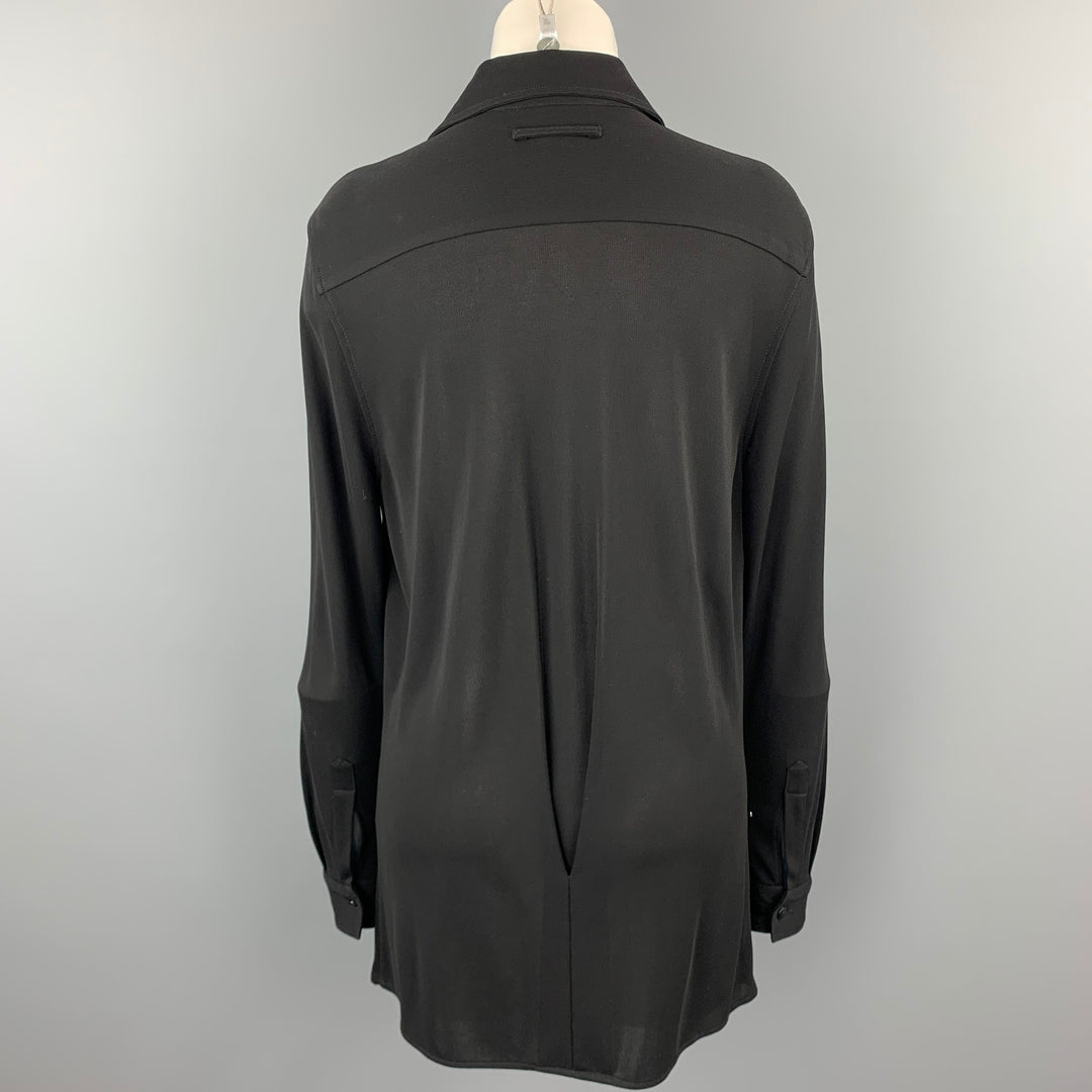 JEAN PAUL GAULTIER Size 8 Black Acetate Blend Button Up Shirt