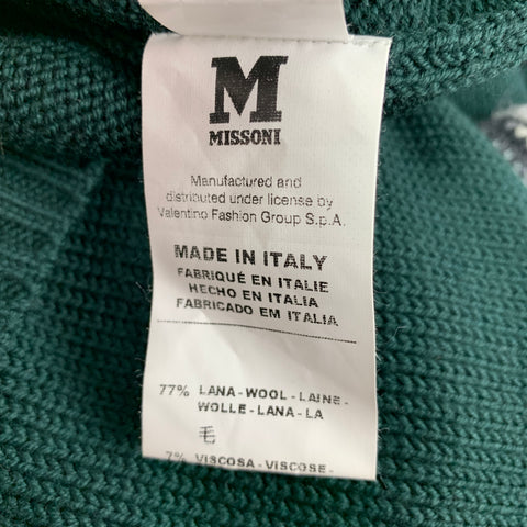 M MISSONI Suéter verde de mezcla de lana de punto multicolor talla 12