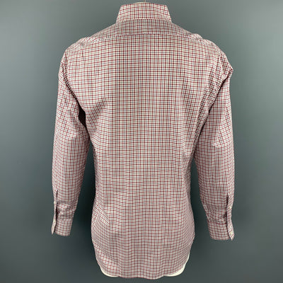 HAMILTON Size L Red & Navy Window Pane Cotton Button Down Long Sleeve Shirt