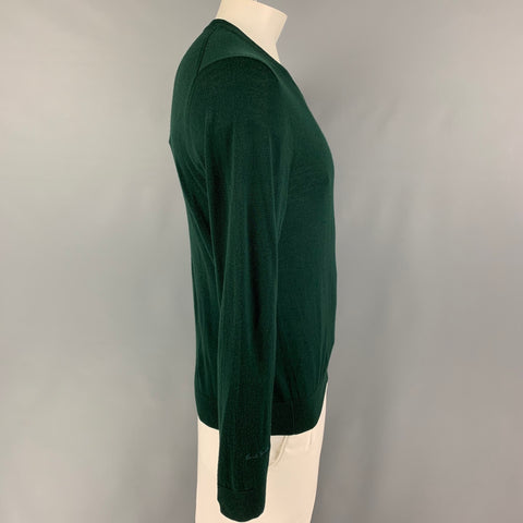 PAUL SMITH Size L Forest Green Merino Wool V-Neck Pullover