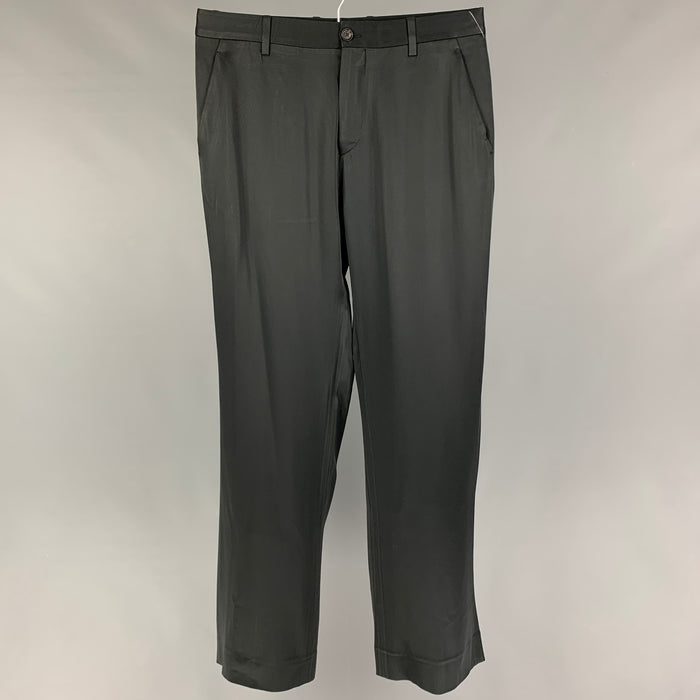 VERSACE Size 30 Black Acetate Silk Zip Fly Dress Pants