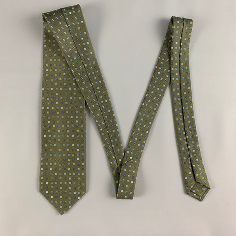 S.MARINELLA Green Blue Abstrack Floral Tie