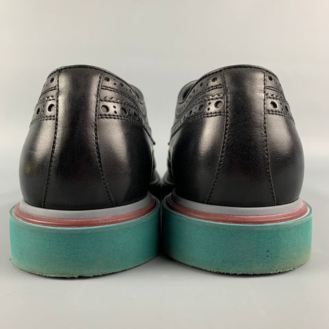 PAUL SMITH Talla 9 Zapatos con cordones y punta de ala de cuero perforado negro