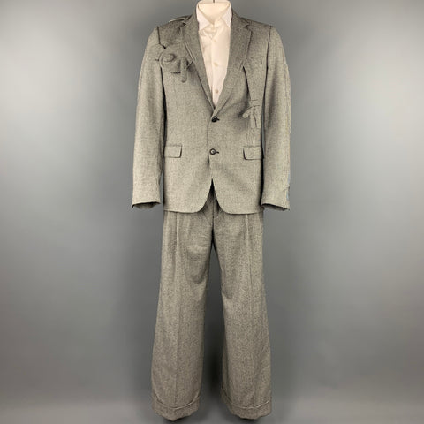 WALTER VAN BEIRENDONCK F/W 16 Size 40 Black & White Houndstooth Cotton / Wool Notch Lapel 1003 Sharp Doll Suit