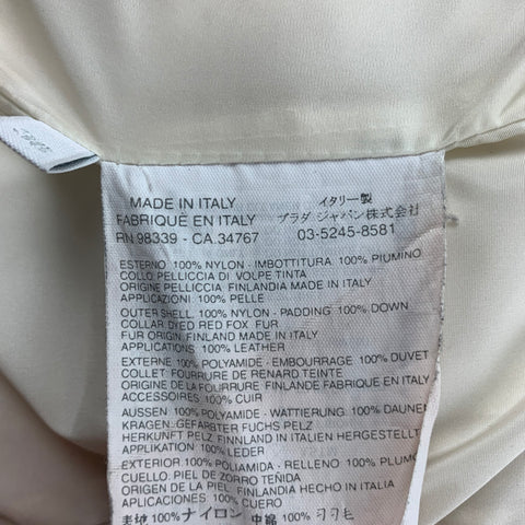 PRADA Size 2 Black Nylon Fox Collar Coat