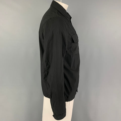 TEN C Size L Black Cotton Polyester Patch Pocket Campus Jacket